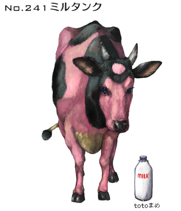 animal bottle cow creatures_(company) game_freak gen_2_pokemon milk miltank nintendo no_humans pokemon pokemon_(creature) realistic simple_background toto_mame