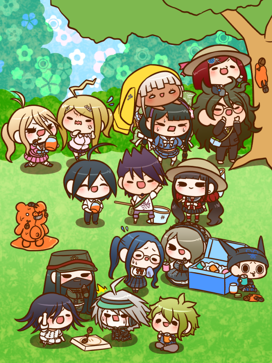 6+boys 6+girls ^^^ ^_^ absurdly_long_hair ahoge akamatsu_kaede alternate_hairstyle alternate_headwear amami_rantaro android anger_vein animal antenna_hair aqua_hat arm_behind_back arm_up bandaged_hand bandages barbed_wire barefoot beanie bear beetle belt belt_buckle black-framed_eyewear black_belt black_choker black_corset black_dress black_eyes black_footwear black_gloves black_hair black_hat black_jacket black_mask black_pants black_sailor_collar black_skirt black_socks blazer blonde_hair blue_bow blue_bowtie blue_gloves blue_hair blue_pants blue_serafuku blue_shirt blue_skirt blue_sky blunt_bangs blunt_ends blush_stickers bob_cut boots bow bowtie bracelet breasts brown_footwear brown_hair brown_hat brown_jacket brown_pants brown_suit buckle bug bush butterfly_net buttons can chabashira_tenko chibi choker cigarette closed_eyes closed_mouth coat_on_head collared_shirt commentary_request cooler corset crossed_legs danganronpa_(series) danganronpa_v3:_killing_harmony dark-skinned_female dark_skin double-breasted dress drink drink_can earrings everyone eyelashes fake_horns fingerless_gloves fist_pump floral_background flying_sweatdrops formal_clothes fortissimo frilled_dress frilled_skirt frilled_sleeves frills furrowed_brow gakuran gem_hair_ornament giving glasses gloves gokuhara_gonta green_bow green_hair green_hat green_jacket green_necktie green_pants grey_hair grey_hairband grey_socks hair_bow hair_ornament hair_over_one_eye hair_scrunchie hairband hand_net hand_on_own_chin hand_on_own_elbow hand_to_own_mouth handkerchief happy harukawa_maki hat hat_ribbon holding holding_animal holding_butterfly_net holding_drink holding_handkerchief holding_jar horned_headwear horns hoshi_ryoma hot insect insect_cage iruma_miu jacket jar jewelry k1-b0 kneehighs kneeling lace lace-trimmed_dress lace-trimmed_hairband lace_trim large_breasts leather leather_jacket lid light_blush long_dress long_hair long_skirt long_sleeves low_twintails mask medium_hair midriff miniskirt mole mole_under_eye mole_under_mouth momota_kaito monokuma mouth_hold mouth_mask multiple_belts multiple_boys multiple_bracelets multiple_girls multiple_hair_bows musical_note musical_note_hair_ornament musical_note_print navel necktie nervous_sweating no_coat no_eyewear no_jacket no_scarf no_vest o-ring oma_kokichi on_head open_belt open_mouth orange_bow orange_bowtie outdoors outstretched_arm pale_skin panicking pants peaked_cap pink_belt pink_ribbon pink_serafuku pink_skirt pinstripe_pants pinstripe_pattern plaid_clothes plaid_skirt pocket ponytail purple_hair purple_hairband purple_necktie purple_pants purple_skirt raincoat red_hair red_scrunchie red_shirt red_thighhighs ribbon round_eyewear saihara_shuichi sailor_collar school_uniform scrunchie serafuku shadow shinguji_korekiyo shirogane_tsumugi shirt shoes short_sleeves sidelocks single_ankle_cuff sitting skirt skirt_set sky sleeveless sleeveless_dress sleeves_past_wrists sleeves_rolled_up smile socks soda_can solid_oval_eyes spider_web_print spiked_hair standing standing_on_shoulder straight_hair striped_clothes striped_pants striped_shirt stud_earrings suit sun_hat sweat t-shirt thick_eyebrows thigh_belt thigh_strap thighhighs tojo_kirumi tree twintails two-tone_pants unmoving_pattern v-shaped_eyebrows very_long_hair visor_cap wavy_mouth white_belt white_bow white_bowtie white_eyes white_hair white_jacket white_pants white_sailor_collar white_shirt white_socks white_undershirt wiping_sweat yellow_raincoat yonaga_angie yumaru_(marumarumaru) yumeno_himiko zipper zipper_pull_tab