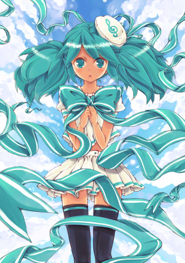 Hatsune Miku Digimon 1girl Blue Eyes Blue Hair Female Focus Long Hair Skirt Solo Image 1729