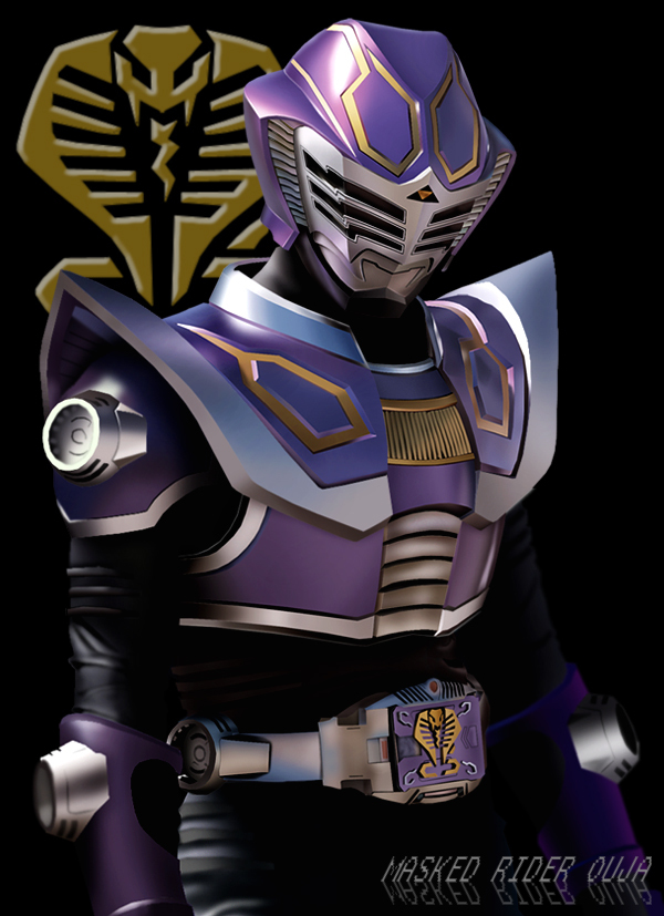 1boy bell black_background character_name kamen_rider kamen_rider_ouja kamen_rider_ryuki_(series) male_focus maru_(maru1105) mask snake solo