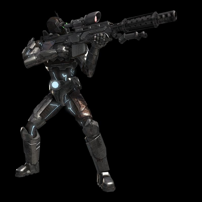 3d armor ghost ghost_(starcraft) gun mask night-vision_device no_humans power_armor rifle sniper_rifle starcraft terran weapon