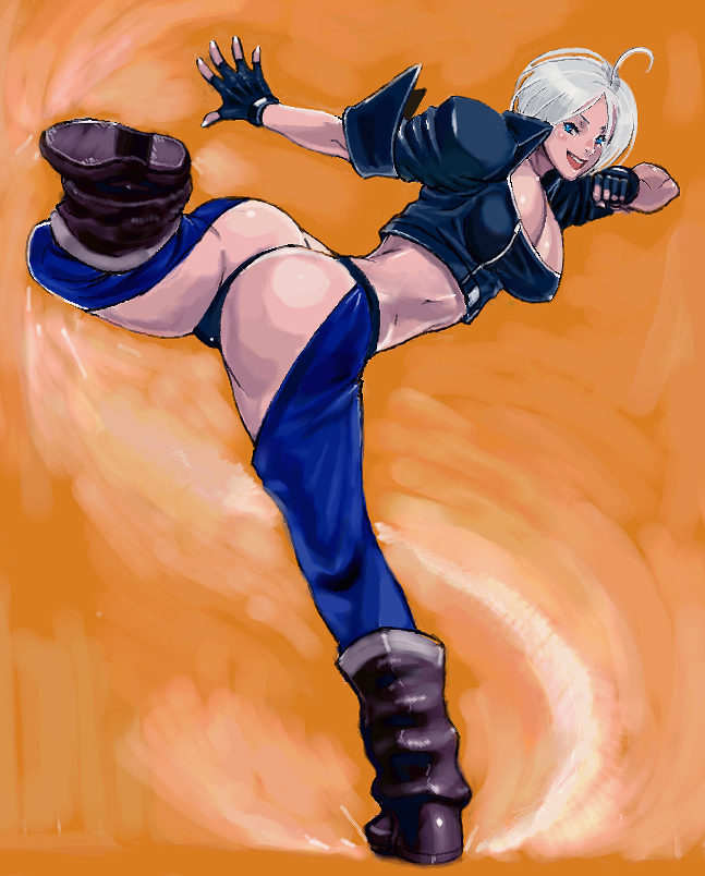 Sochie Angel Kof The King Of Fighters 1girl Ass Smile Solo White Hair Image View 