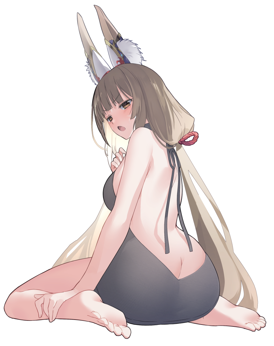 1girl alternate_costume commission highres meme_attire nia_(blade)_(xenoblade) nia_(xenoblade) rdim6gr8 simple_background skeb_commission solo virgin_killer_sweater white_background xenoblade_chronicles_(series) xenoblade_chronicles_2