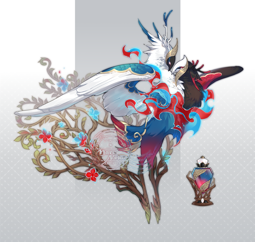 animal_focus artist_name bird bottle maruneko monster original two-headed_bird