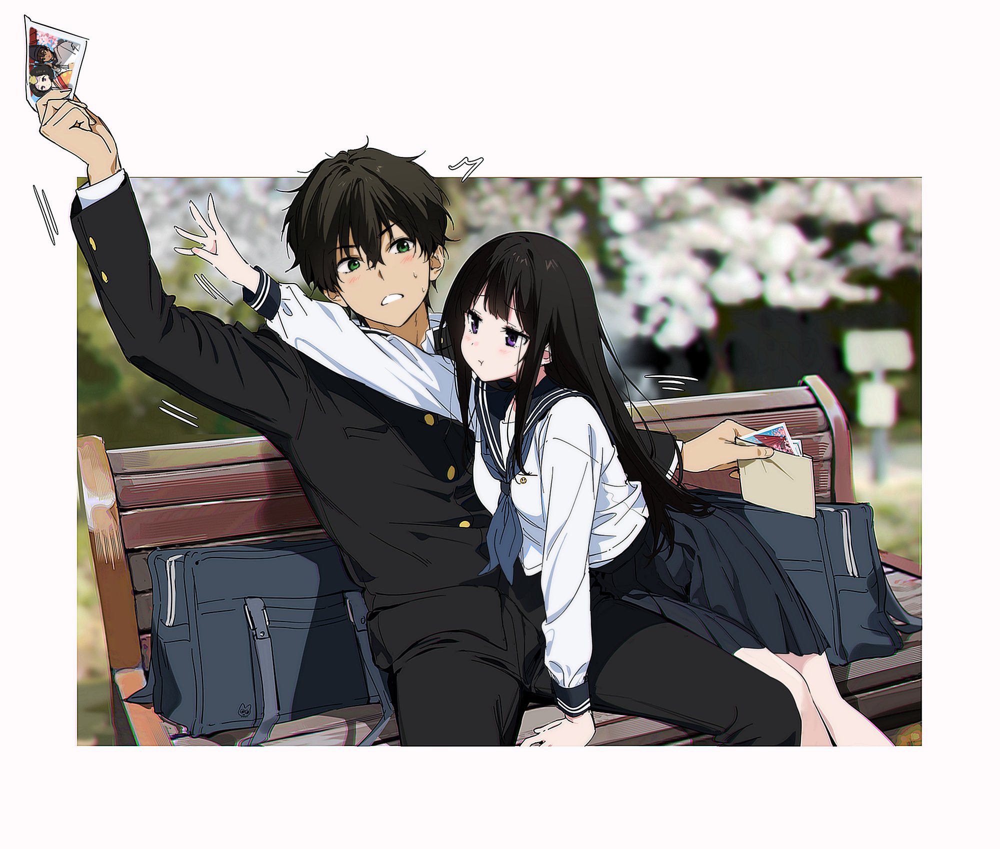 Mery Yangmalgage Chitanda Eru Oreki Houtarou Hyouka Highres 1boy 1girl Arm Support Arm 9278