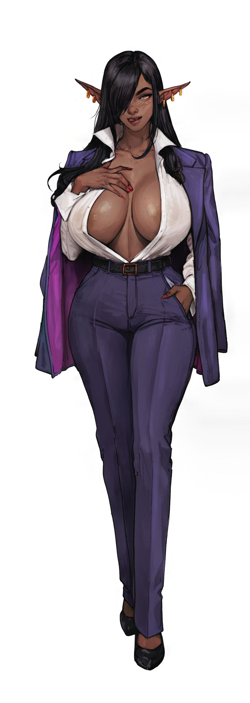 1girl breasts dark-skinned_female dark_skin diathorn kuroinu_~kedakaki_seijo_wa_hakudaku_ni_somaru~ large_breasts office_lady olga_discordia