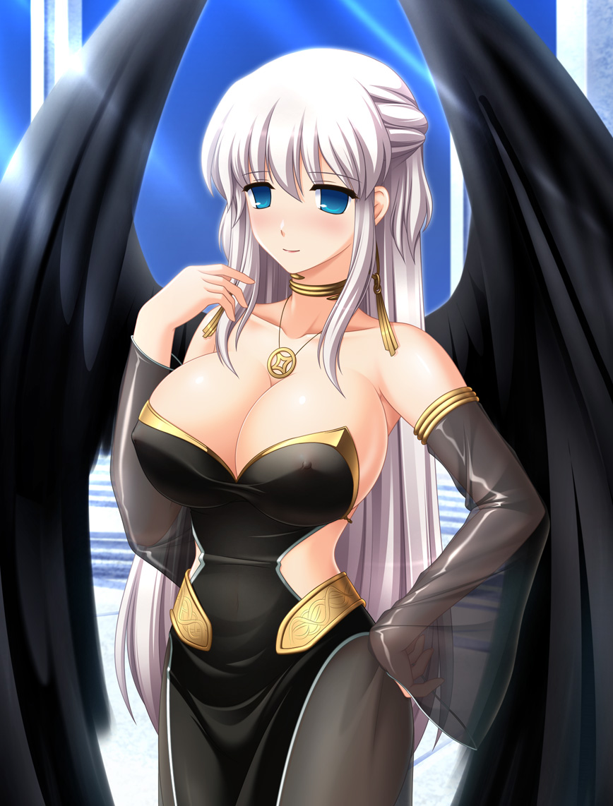 Kafu Nao Mabinogi Neamhain Mabinogi 1girl Angel Wings Black