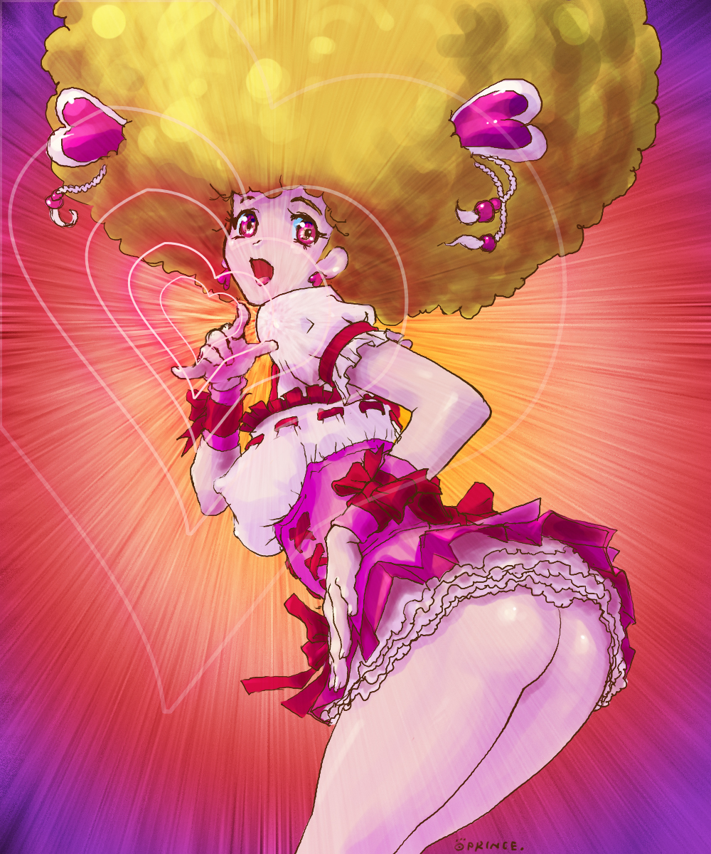 Oprince Cure Peach Momozono Love Fresh Precure Precure Highres 00s 1girl M Afro Ass