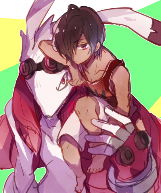 dark_skin gloves goggles goggles_on_head ikezawa_kazuma king_kazma rabbit red_eyes summer_wars