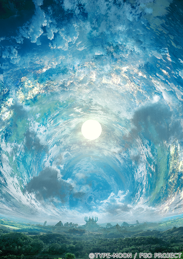 cloud concept_art fate/grand_order fate_(series) jungle nature no_humans rounin_(amuza) scenery sky sun temple