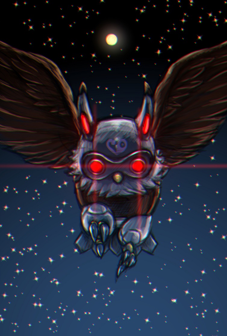 bird digimon mask moon night owl owlmon red_eyes