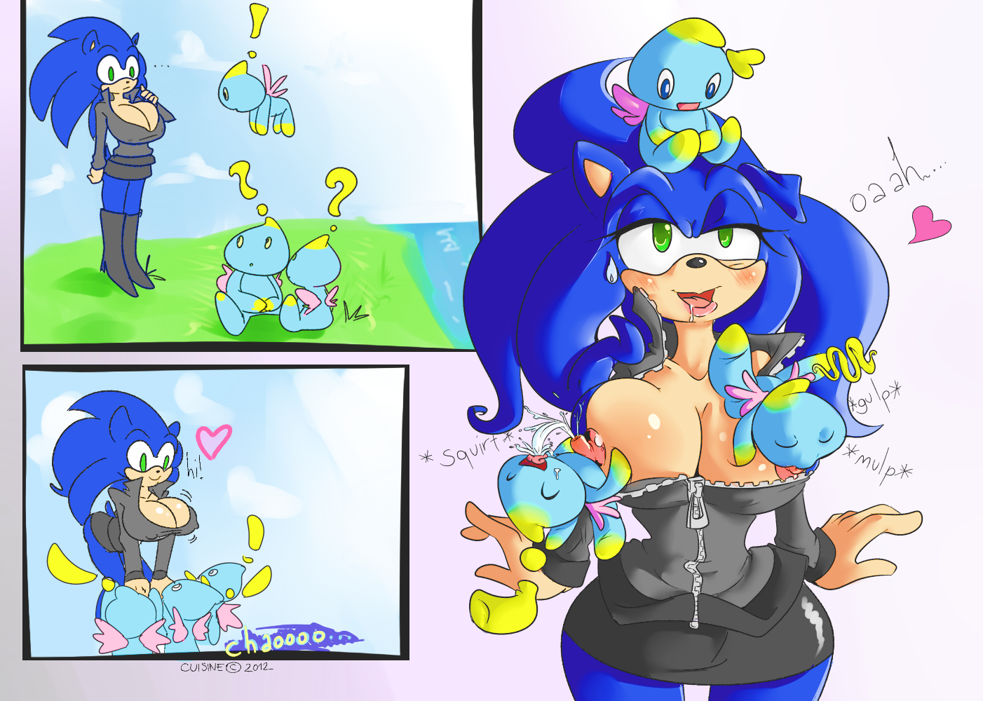 Chao Cuisine Sonic The Hedgehog Breastfeeding Breasts Cleavage Comic Genderswap Huge 4239