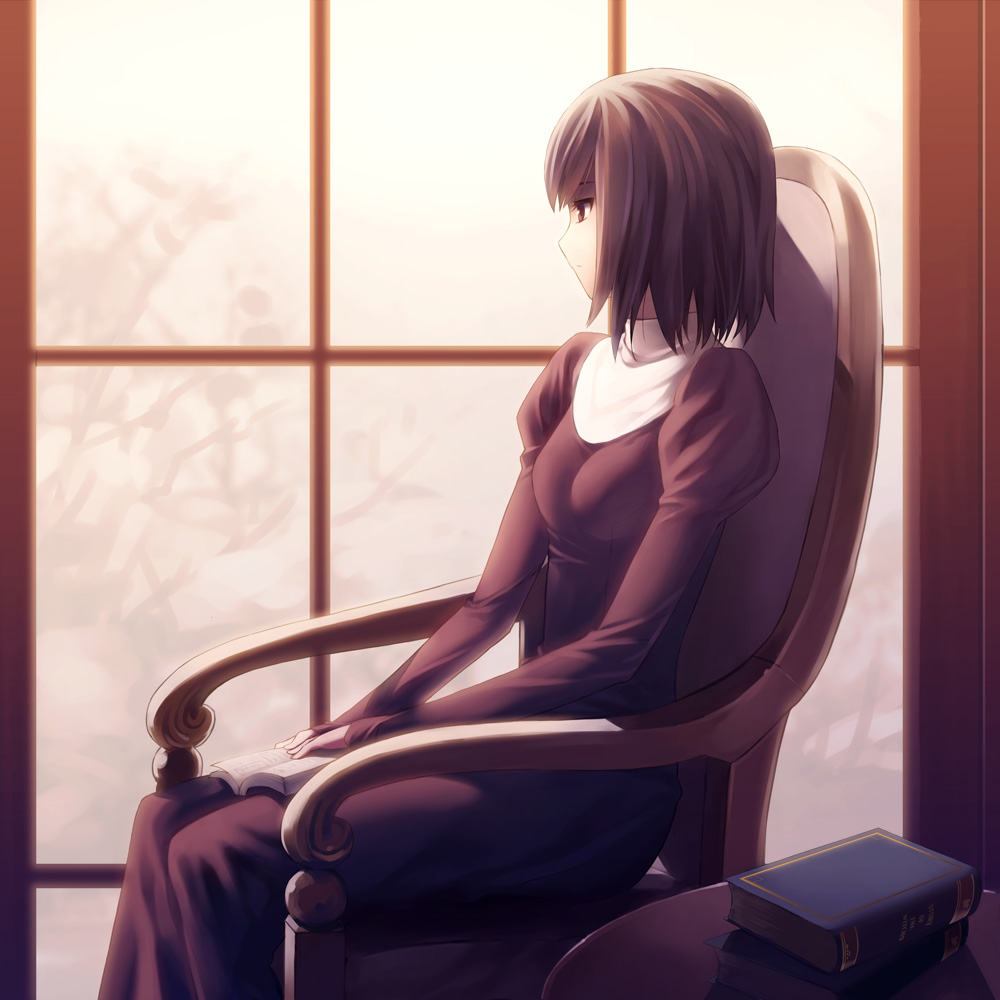 Yangsion Kuonji Alice Mahou Tsukai No Yoru 1girl Black Hair Book Brown Eyes Chair 5804