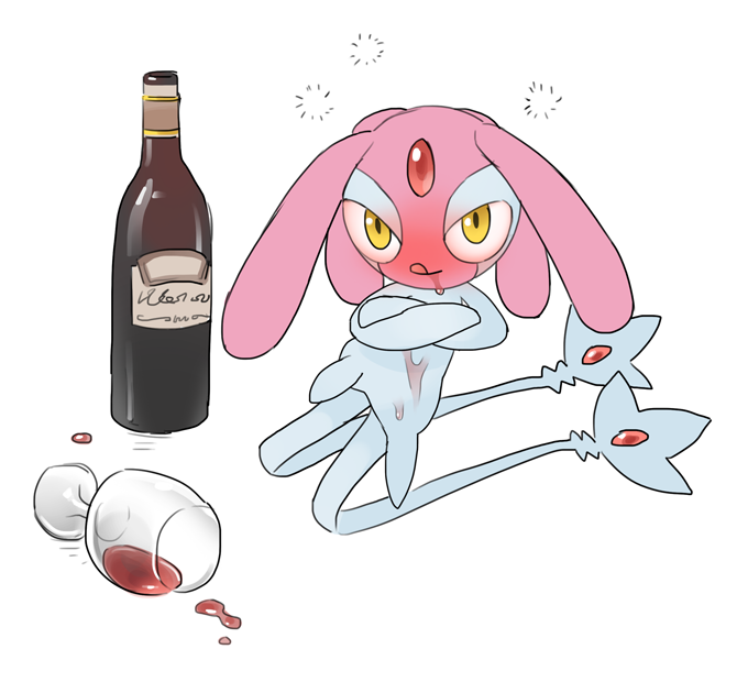 1other alcohol blue_skin blush bottle closed_mouth colored_skin creatures_(company) crossed_arms cup drink drinking_glass drooling drunk forehead_jewel full_body game_freak gem gen_4_pokemon happy legendary_pokemon licking_lips looking_at_viewer mesprit multicolored_skin multiple_tails nintendo nose_blush other_focus pink_skin pokemon pokemon_(creature) red_gemstone simple_background sketch smile solo squeans tail tongue tongue_out tosx two-tone_skin two_tails white_background wine wine_bottle wine_glass yellow_eyes