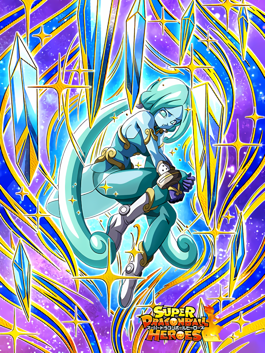 1girl aqua_eyes aqua_hair aqua_leggings artist_request blue_skin boots breasts colored_skin copyright_name crystal dragon_ball dragon_ball_heroes dragon_ball_z_dokkan_battle dress floating gloves gold_armlet hands_on_own_leg lagss large_breasts leg_up long_hair looking_at_viewer low_twintails no_pupils official_art parted_bangs purple_gloves see-through_clothes sideboob sleeveless sleeveless_dress solo sparkle twintails very_long_hair white_footwear