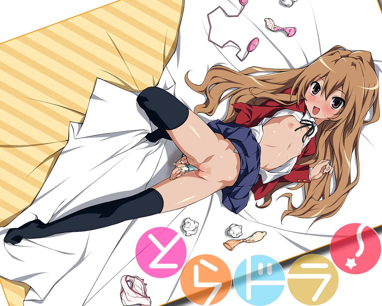 Koku Aisaka Taiga Toradora 1girl Aftersex Blonde Hair Blush Bottomless Cleft Of Venus