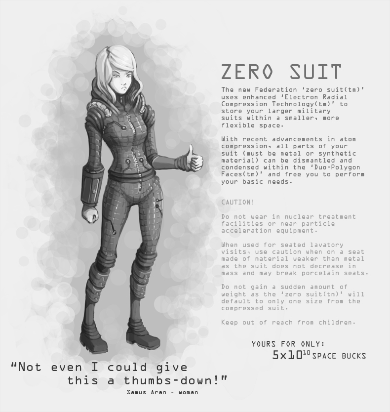 greyscale joakim_sandberg metroid monochrome nintendo samus_aran solo text_focus zero_suit