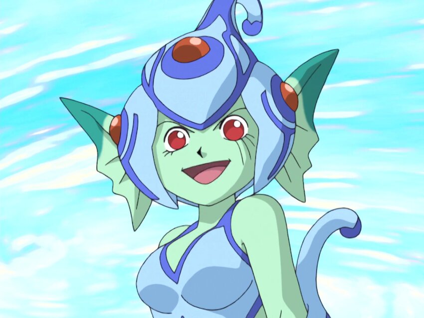 anime_screenshot digimon digimon_(creature) fins frog_girl helmet monster_girl ranamon