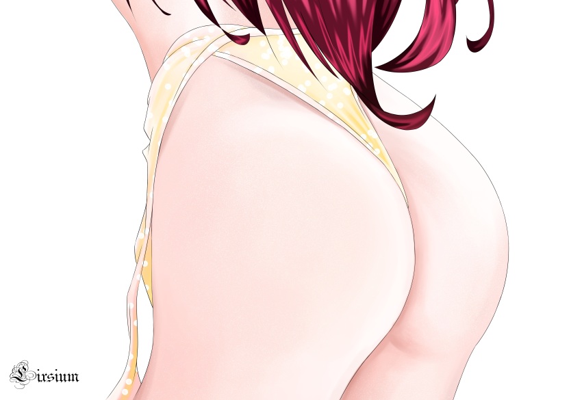 1girl absurdres ass ass_focus close-up highres lixsium long_hair original panties red_hair self-upload simple_background underwear white_background