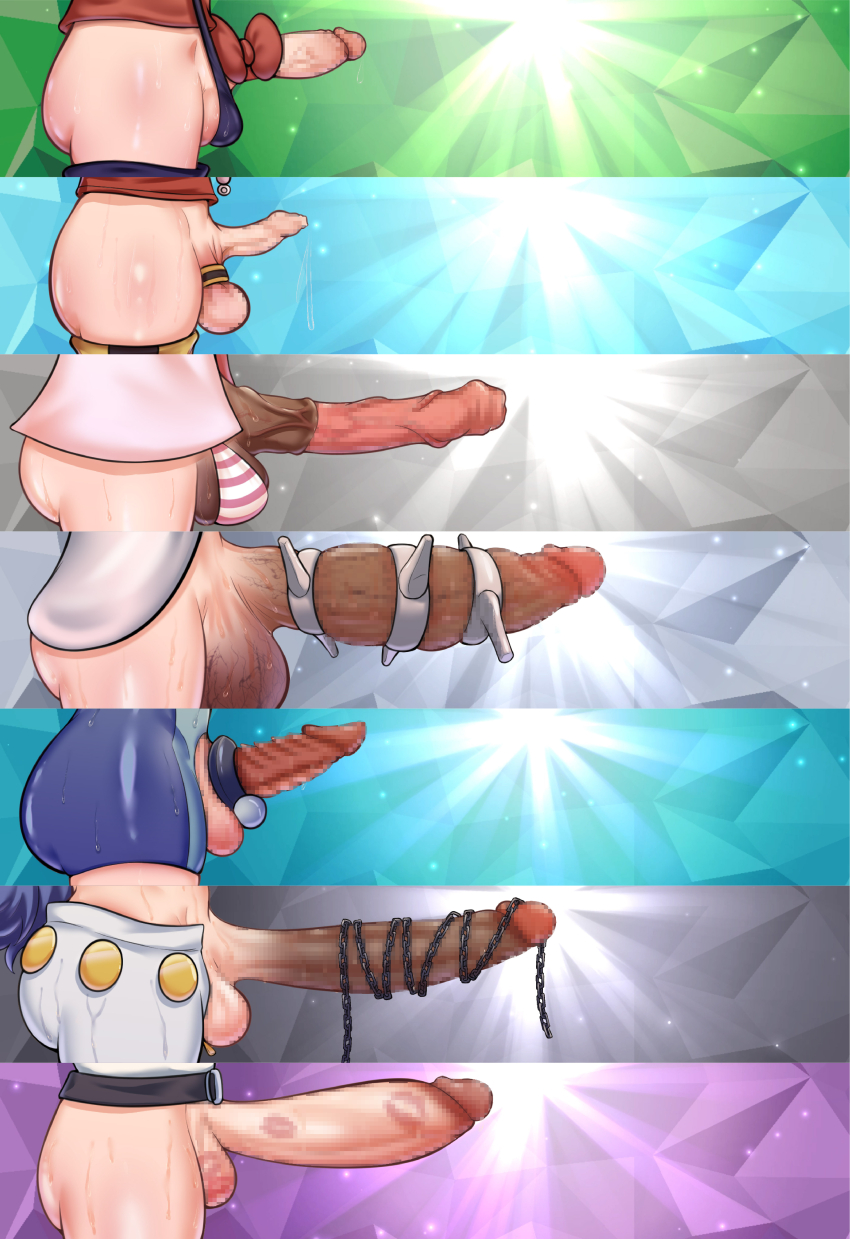 6+futa absurdres ariana_(pokemon) ball_bra bow censored chain clair_(pokemon) creatures_(company) erection futanari game_freak highres huge_penis jasmine_(pokemon) karen_(pokemon) kris_(pokemon) large_penis lipstick lipstick_mark lipstick_mark_on_penis lipstick_mark_on_testicles lyra_(pokemon) makeup medium_penis mosaic_censoring multiple_futa negaska nintendo penis penis_bow penis_chart penis_comparison penis_ornament penis_size_comparison pokemon pokemon_gsc pokemon_hgss red_bow shorts small_penis sweat testicles thighs veins veiny_penis whitney_(pokemon)