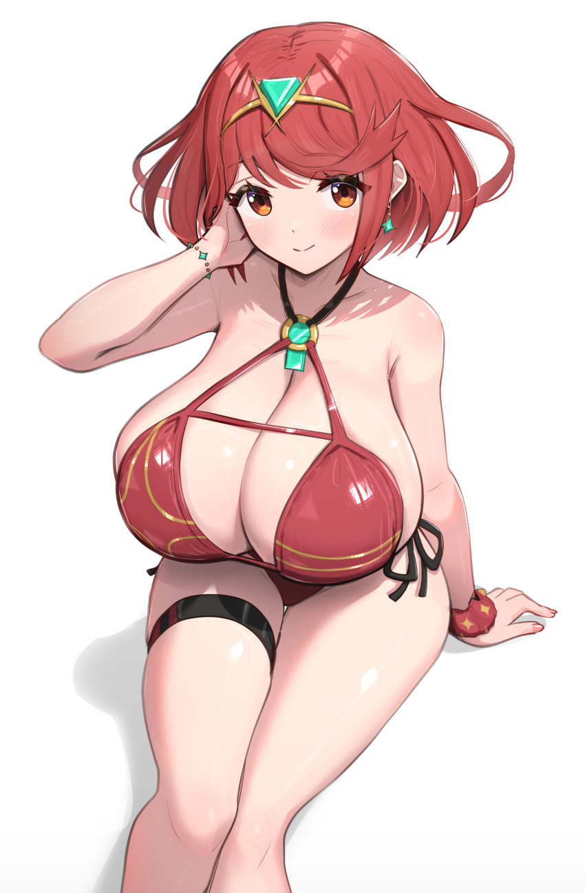 absurdres alternate_costume bikini breasts gonzarez highres large_breasts pyra_(xenoblade) red_eyes red_hair swimsuit xenoblade_chronicles_(series) xenoblade_chronicles_2