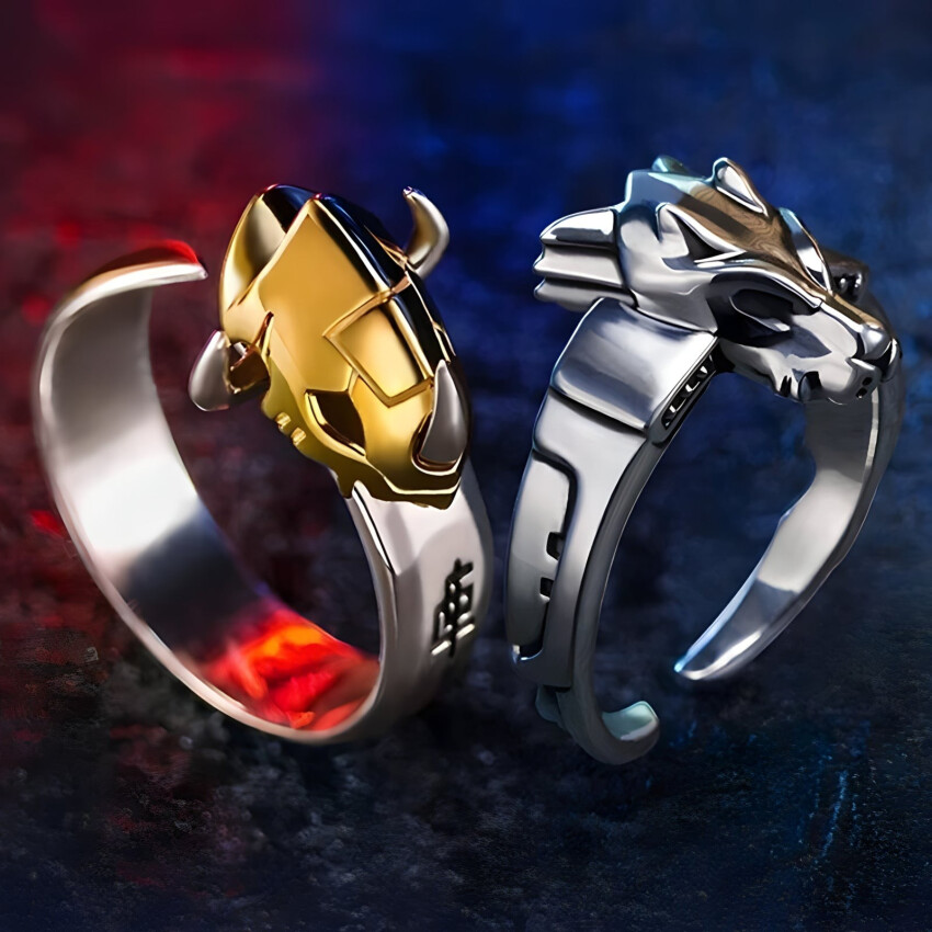 digimoji digimon highres horns jewelry mask metalgarurumon ring wargreymon