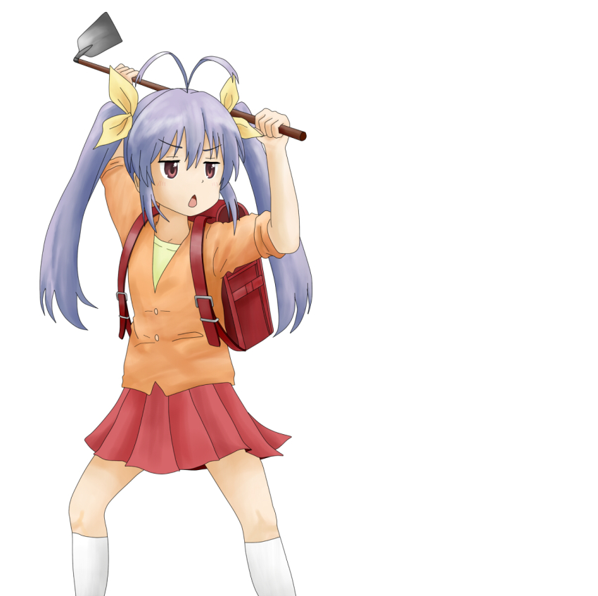 1girl female_focus hirondo hoe miyauchi_renge non_non_biyori simple_background solo worktool