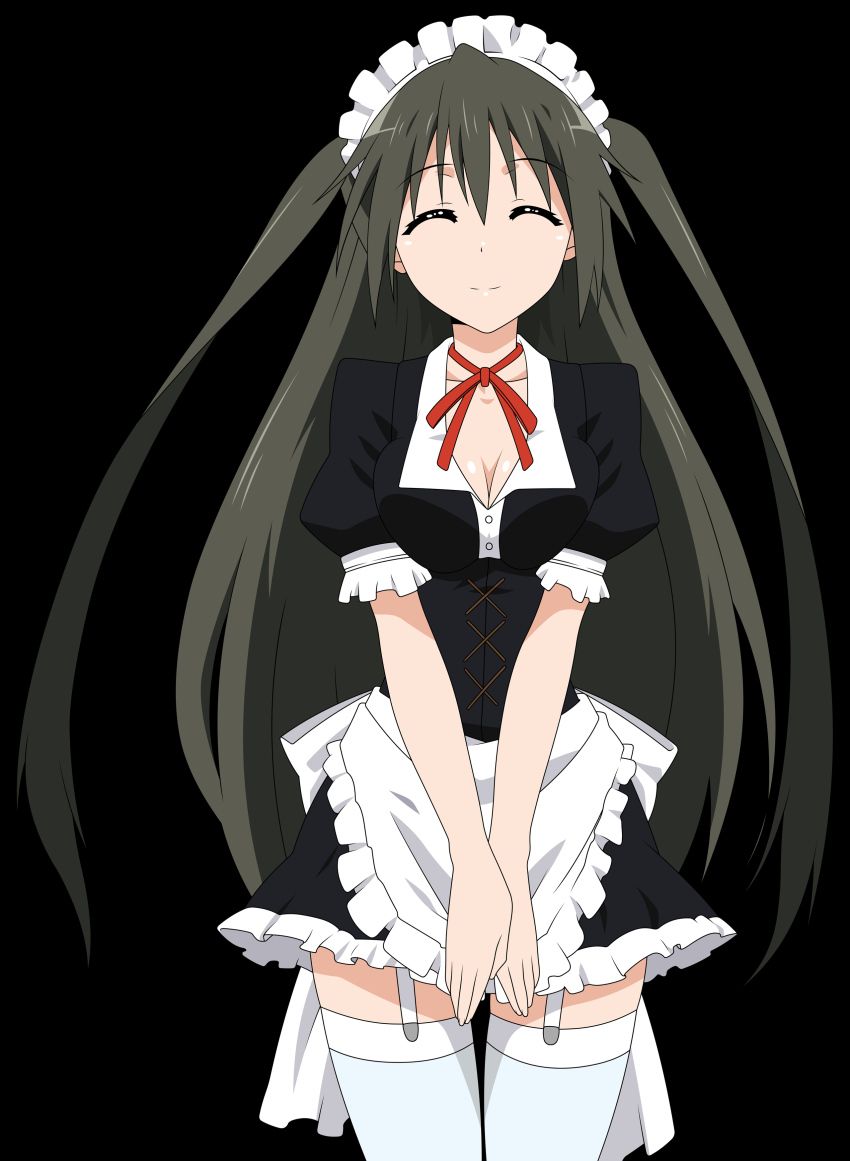 Suzutsuki Kanade Mayo Chiki Absurdres Highres Tagme Vector Trace Maid Thighhighs Image