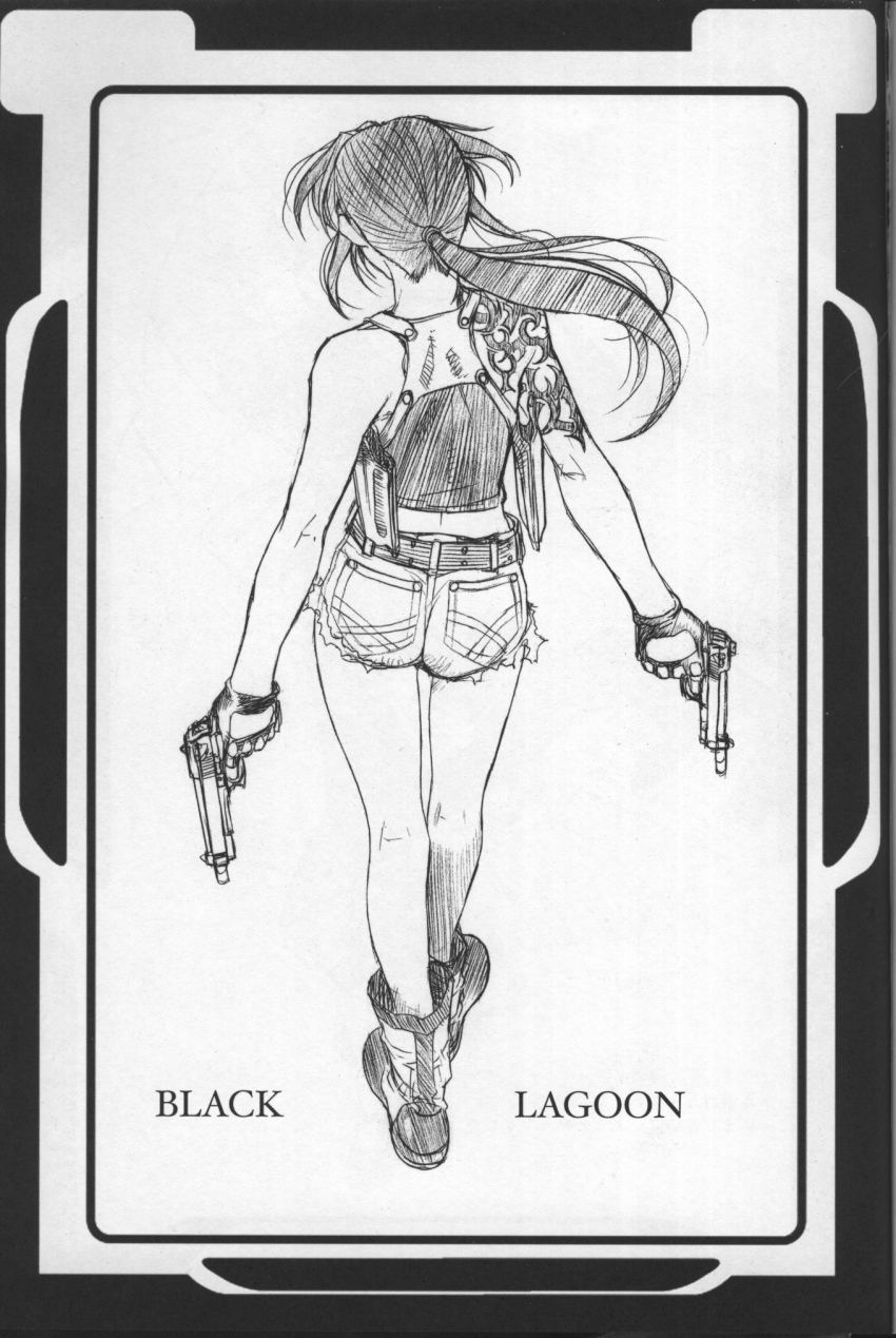 Hiroe Rei Revy Black Lagoon Black Lagoon Highres Official Art Scan 1girl Ass Beretta