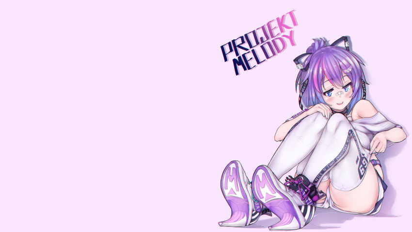 1girl blue_eyes blush highres indie_virtual_youtuber itsukarine melody_(projektmelody) purple_hair smile solo thighhighs virtual_youtuber vshojo