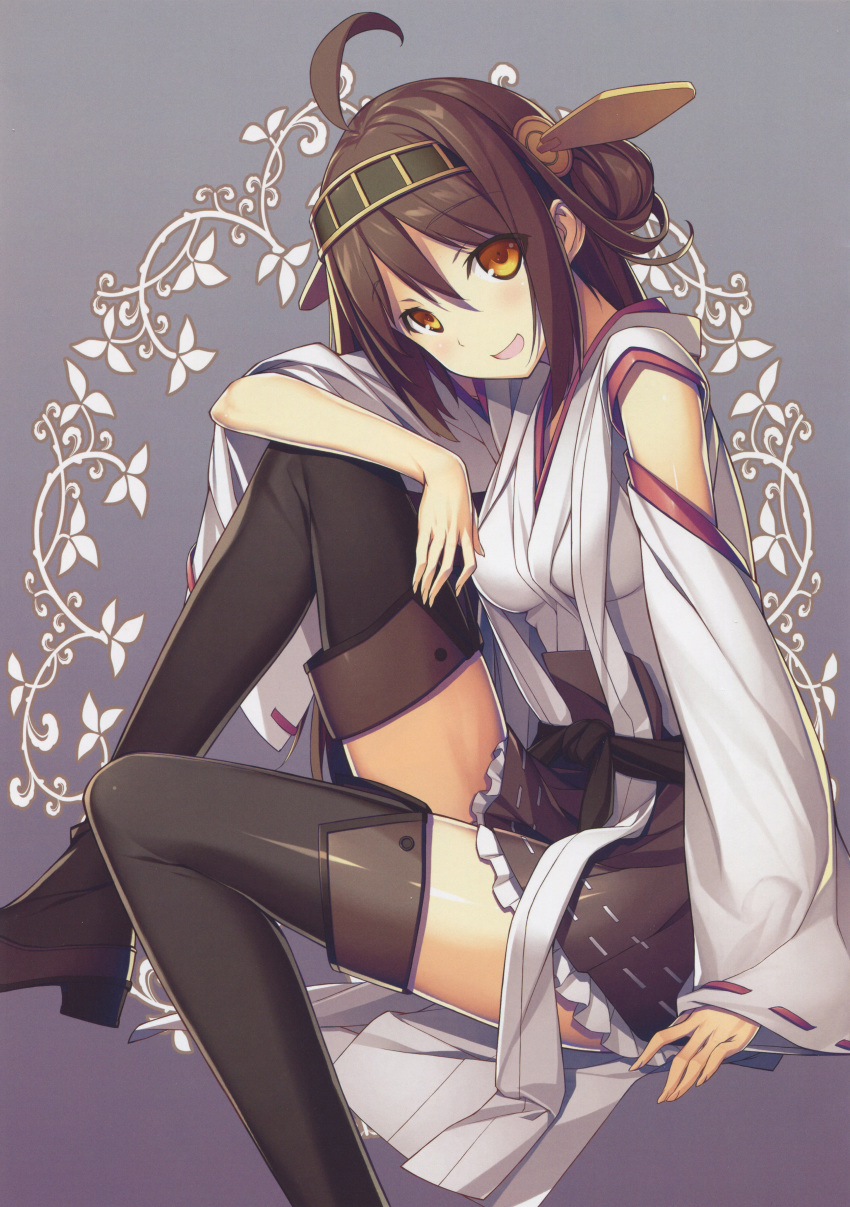 Kikuchi Seiji Kongou Kancolle Kantai Collection Absurdres Highres Scan 10s 1girl Ahoge