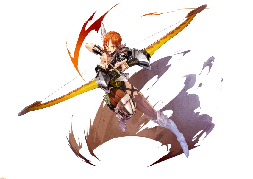 Ryota H Original Absurdres Highres Jpeg Artifacts 1girl Action Aiming Armor Bow Weapon 