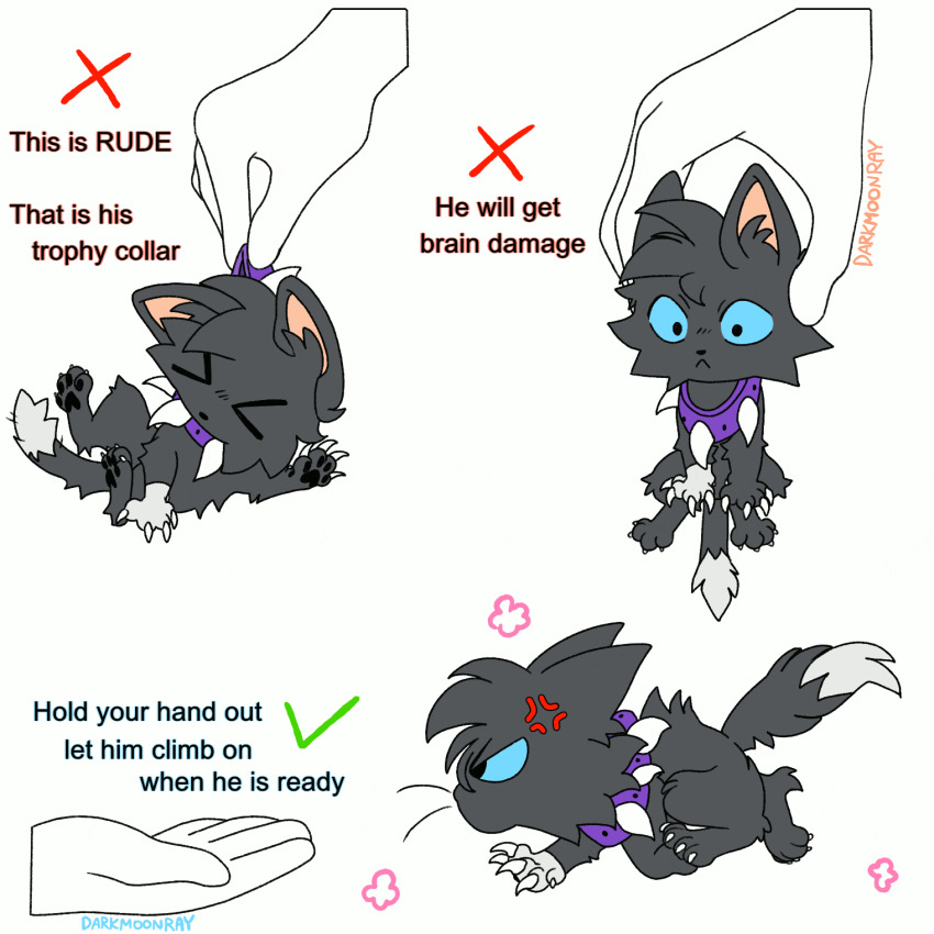 anger_vein angry animal animal_focus animated animated_gif big_head black_cat blue_eyes cat chibi claws collar darkmoonray highres running scourge_(warrior_cats) warrior_cats