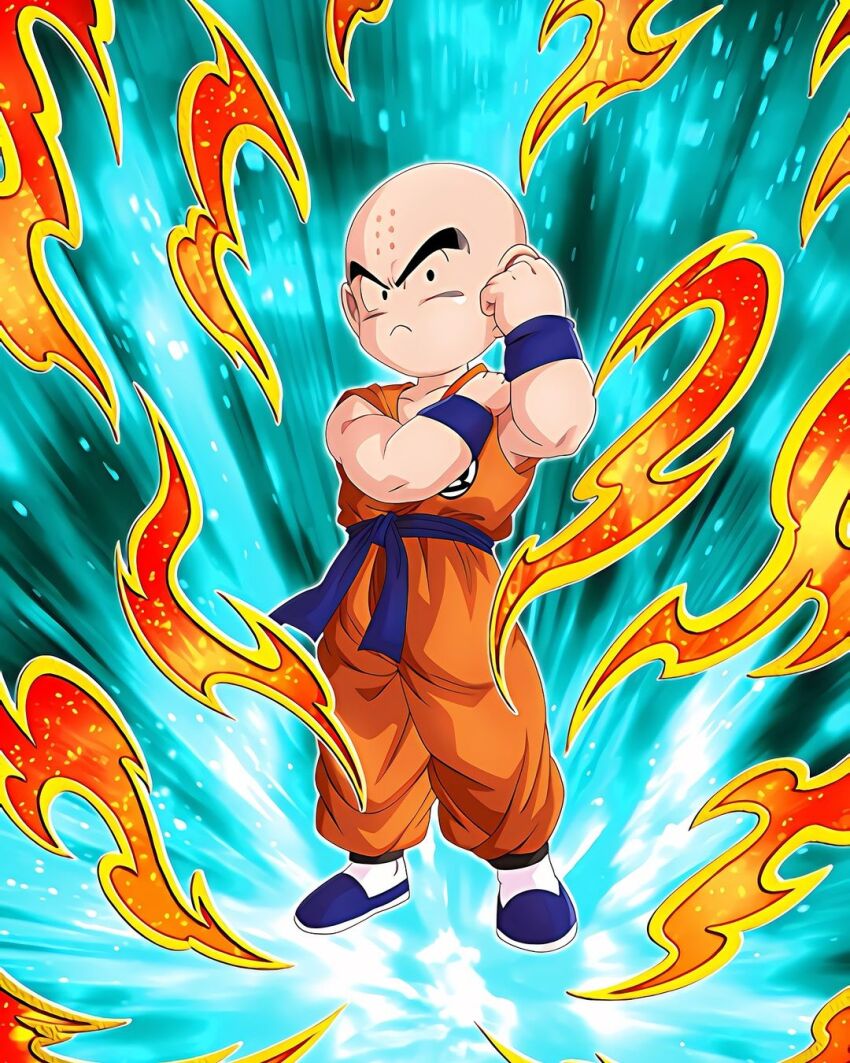 1boy bald bald_male black_eyes dokkan_battle dragon_ball highres kuririn official_art serious solo tagme