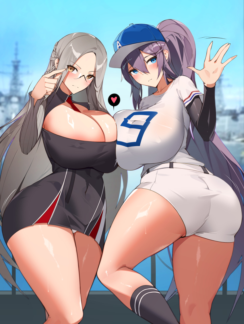 2girls absurdres azur_lane breasts cleavage highres huge_breasts large_breasts multiple_girls smile yeong_r6