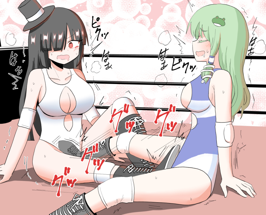 2girls catfight denki_anma indosou kochiya_sanae multiple_girls tagme touhou wrestling