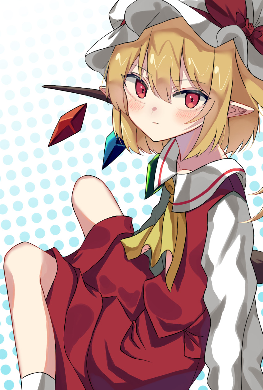 Katsukare Flandre Scarlet Touhou Highres 1girl Ascot Blonde Hair Blush Closed Mouth 