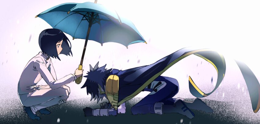 2boys digimon digimon_adventure_02 digimon_kaiser dual_persona highres ichijouji_ken multiple_boys umbrella