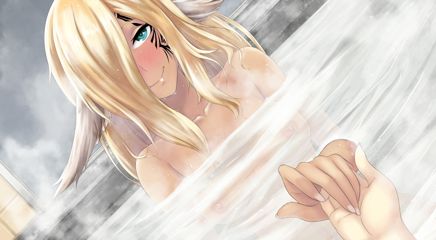 absurdres bath celica_(xenoblade_x) damagefloor dark_skin highres nude tagme water xenoblade_chronicles_(series) xenoblade_chronicles_x