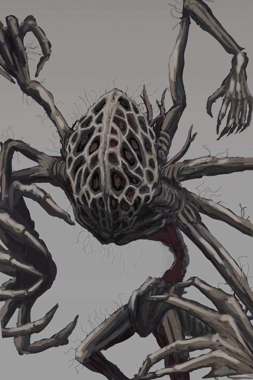 28_berakhah amygdala_(bloodborne) bloodborne eldritch_abomination extra_arms extra_eyes grey_background highres monster no_humans solo