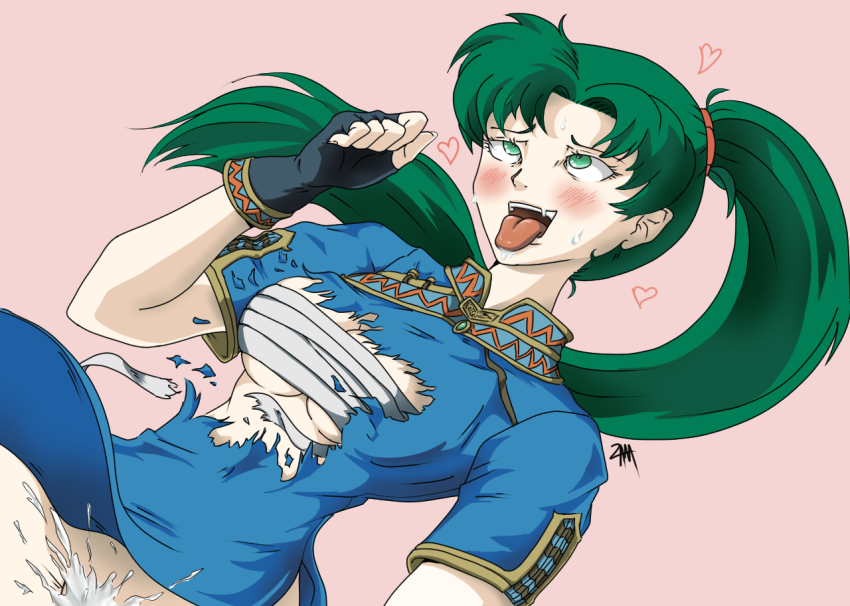 ahegao breast_wrap chest_sarashi cum cum_in_pussy fire_emblem fire_emblem:_the_blazing_blade lyn_(fire_emblem) nintendo sarashi tongue tongue_out torn_clothes zamtranger