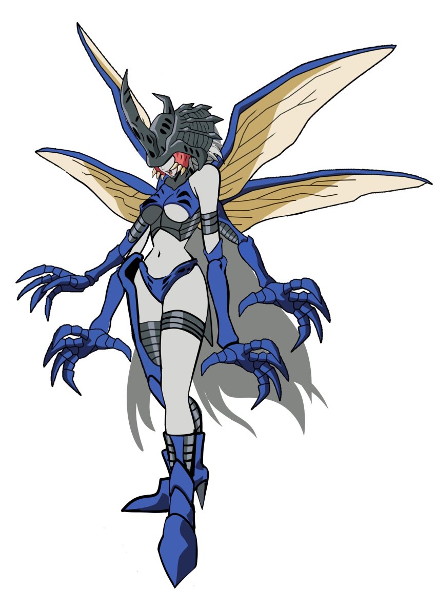 1girl absurdres arthropod_girl digimon digimon_(creature) extra_arms female_focus full_body highres kabuterimon oridigi personification solo wings