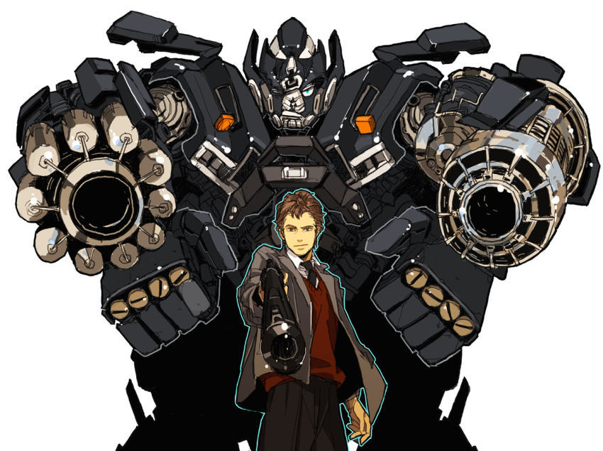 1970s_(style) 1boy aiming aiming_at_viewer animification bad_id bad_pixiv_id cigarette clint_eastwood crossover dirty_harry epic gun handgun harry_callahan higechos ironhide mecha oldschool pistol retro_artstyle revolver robot science_fiction transformers transformers_(live_action) wai_(chaos) weapon