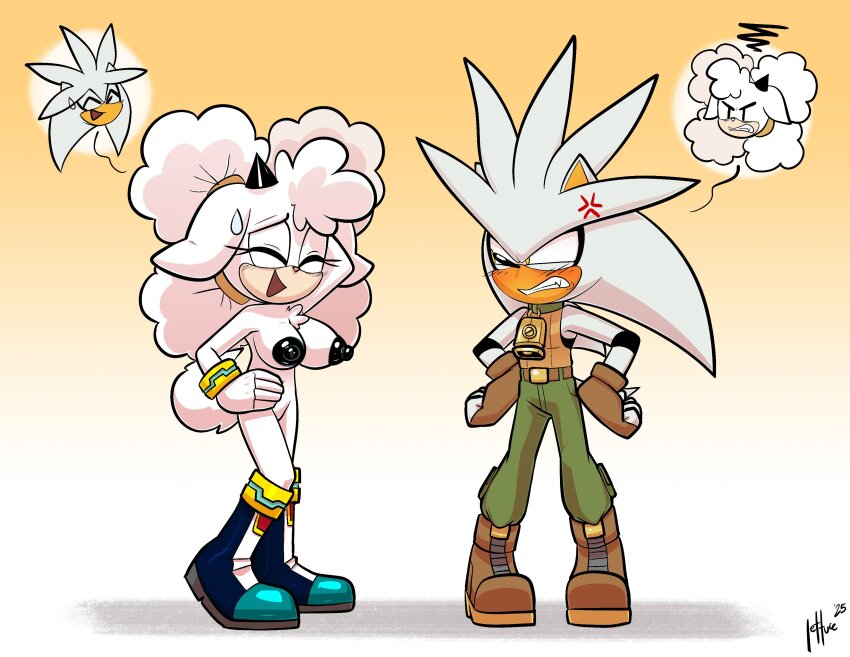 angry body_switch boots_only breasts cosplay costume_switch lanolin_the_sheep large_breasts personality_switch qqlettuce sega silver_the_hedgehog sonic_(series) sonic_the_hedgehog_(idw)