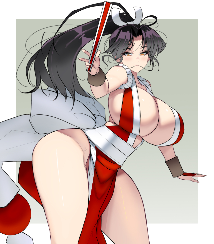 1girl absurdres breasts fatal_fury highres huge_breasts ponytail shiranui_mai solo