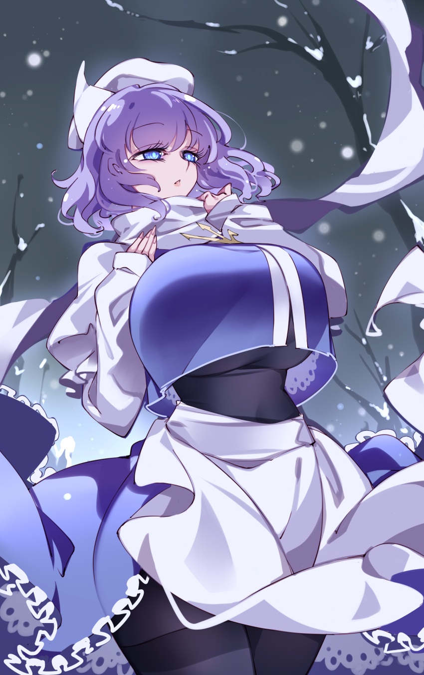 1girl blue_eyes blue_hair breasts highres large_breasts letty_whiterock raptor7 solo touhou