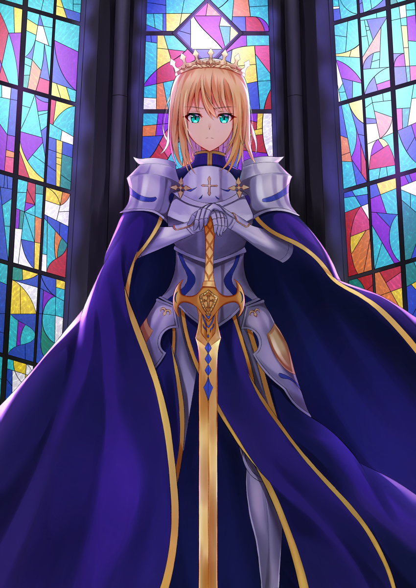 Yuyuenimo Original Absurdres Commentary Request Highres 1girl Aqua Eyes Armor Blonde 