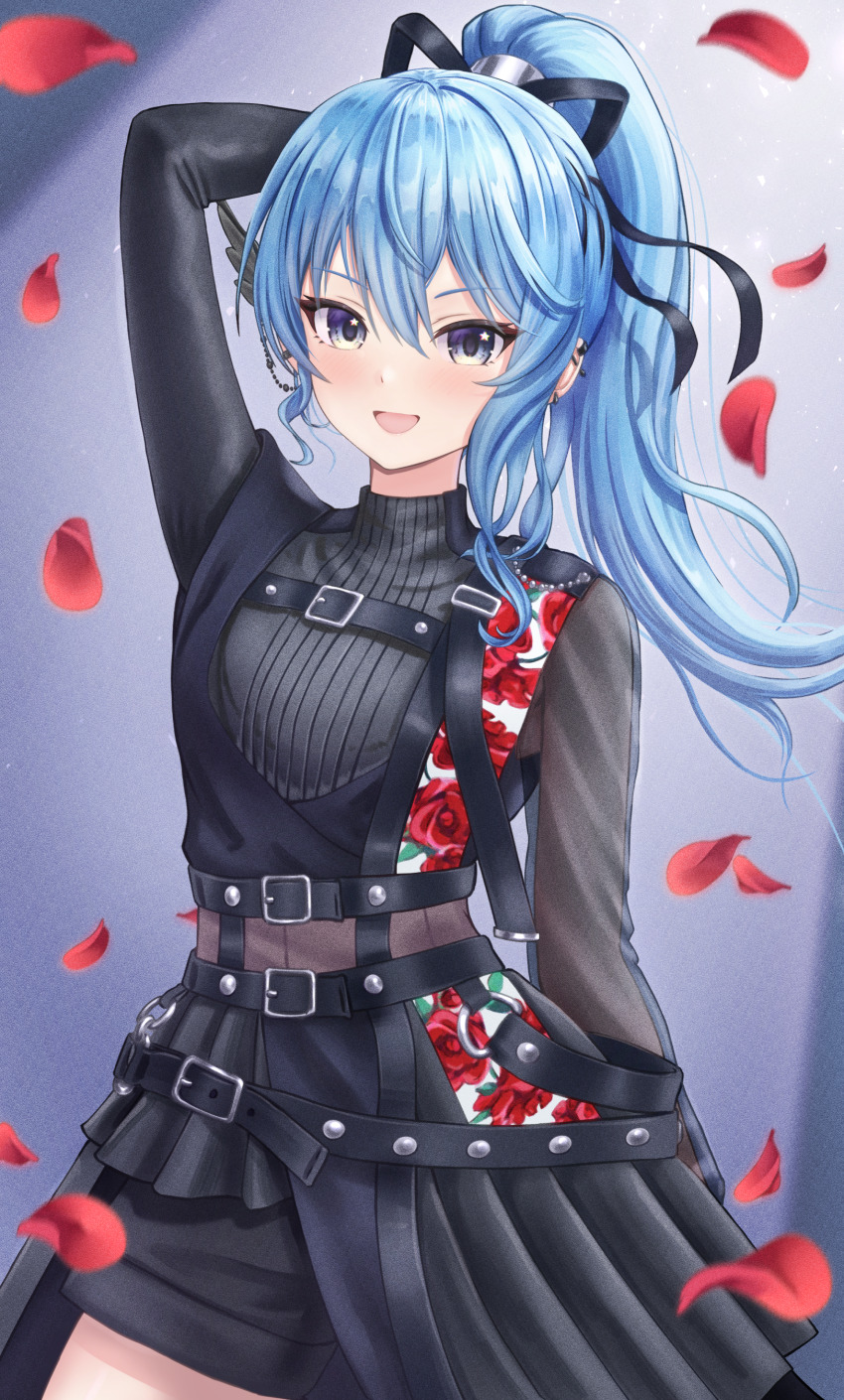 1girl absurdres blue_eyes blue_hair highres hololive hoshimachi_suisei long_sleeves looking_at_viewer medium_hair open_mouth solo virtual_youtuber wajuniorbox