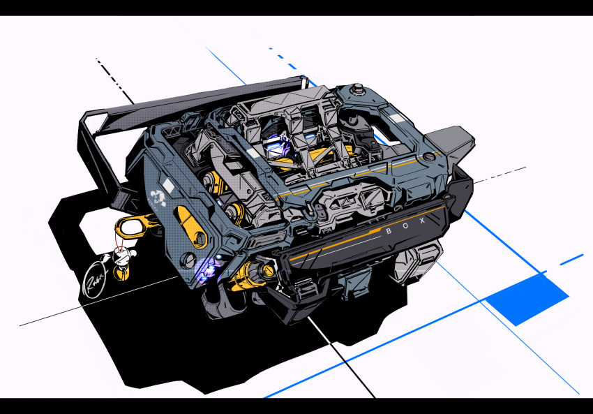 box doll from_above highres machinery mecha mecha_focus no_humans original robot xkl3001