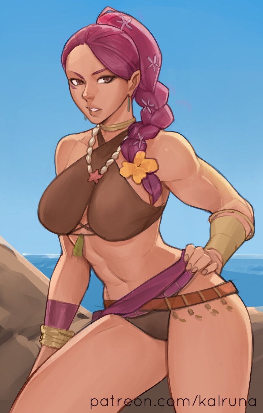 absurdres bikini fire_emblem fire_emblem:_three_houses highres kalruna nintendo petra_macneary ponytail purple_hair swimsuit